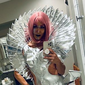 Silver Costume Collar Wings